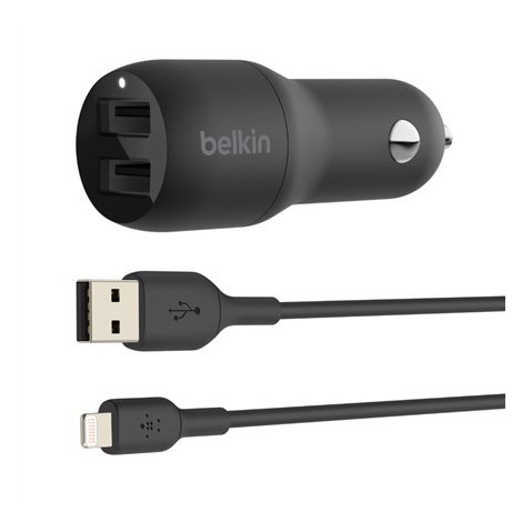 Belkin | BOOST CHARGE | Dual USB-A Car Charger 24W + USB-A to Lightning Cable - 5